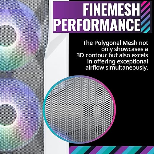 Miniatura 2 de Cooler Master TD500 Mesh V2 - Carcasa blanca de media torre, malla poligonal, 3 ventiladores ARGB de 4.724 in, USB Gen 2 tipo C