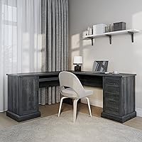 Vista 8 de BELLEZE Escritorio moderno de esquina en forma de L para computadora o computadora portátil o estación de trabajo de estudio de escritura