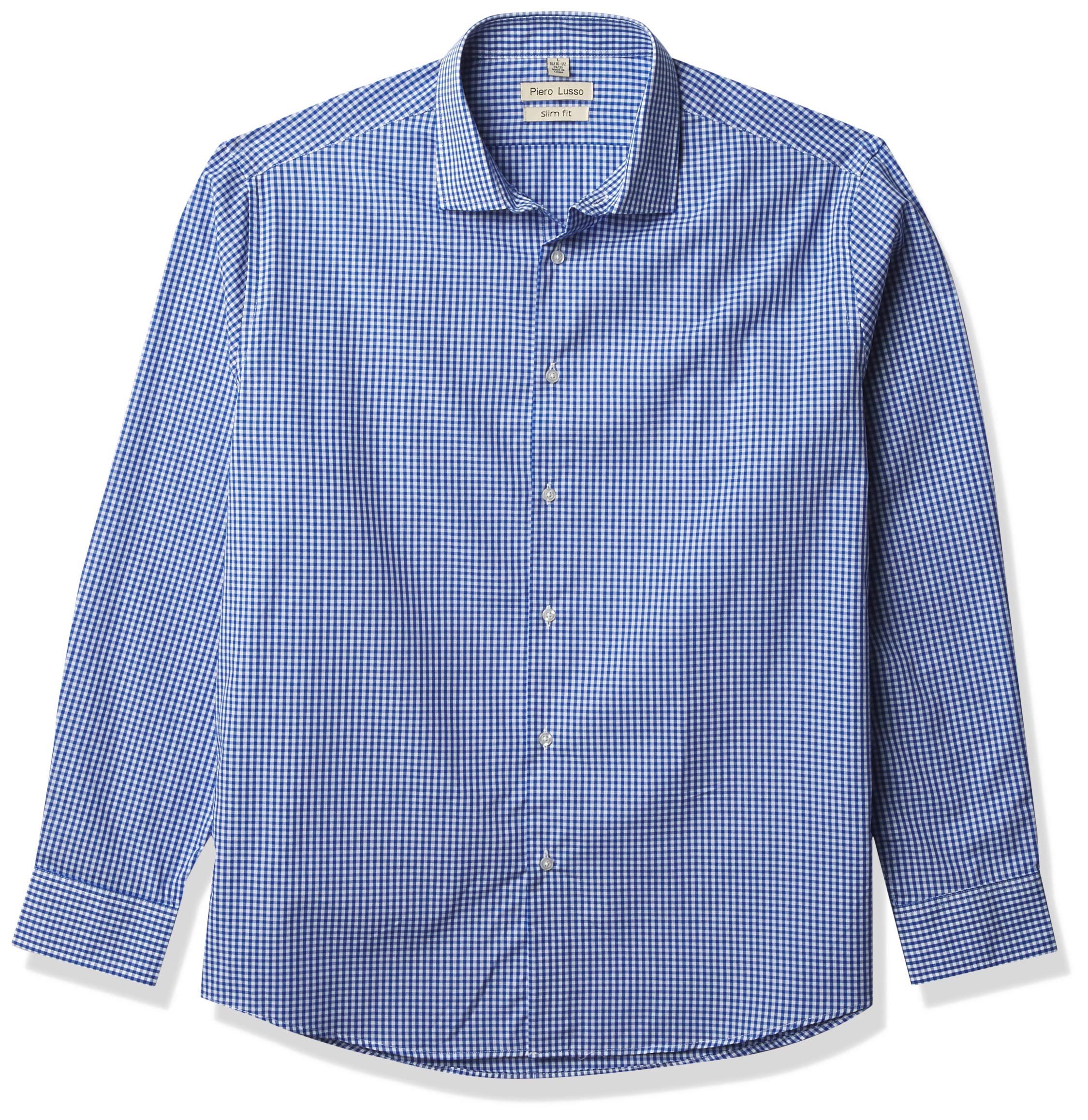 Piero Lussomens Long Sleeve Slim Fit Casual Easy Care Button Down Spread Collar Dress Shirt Button Down Shirt