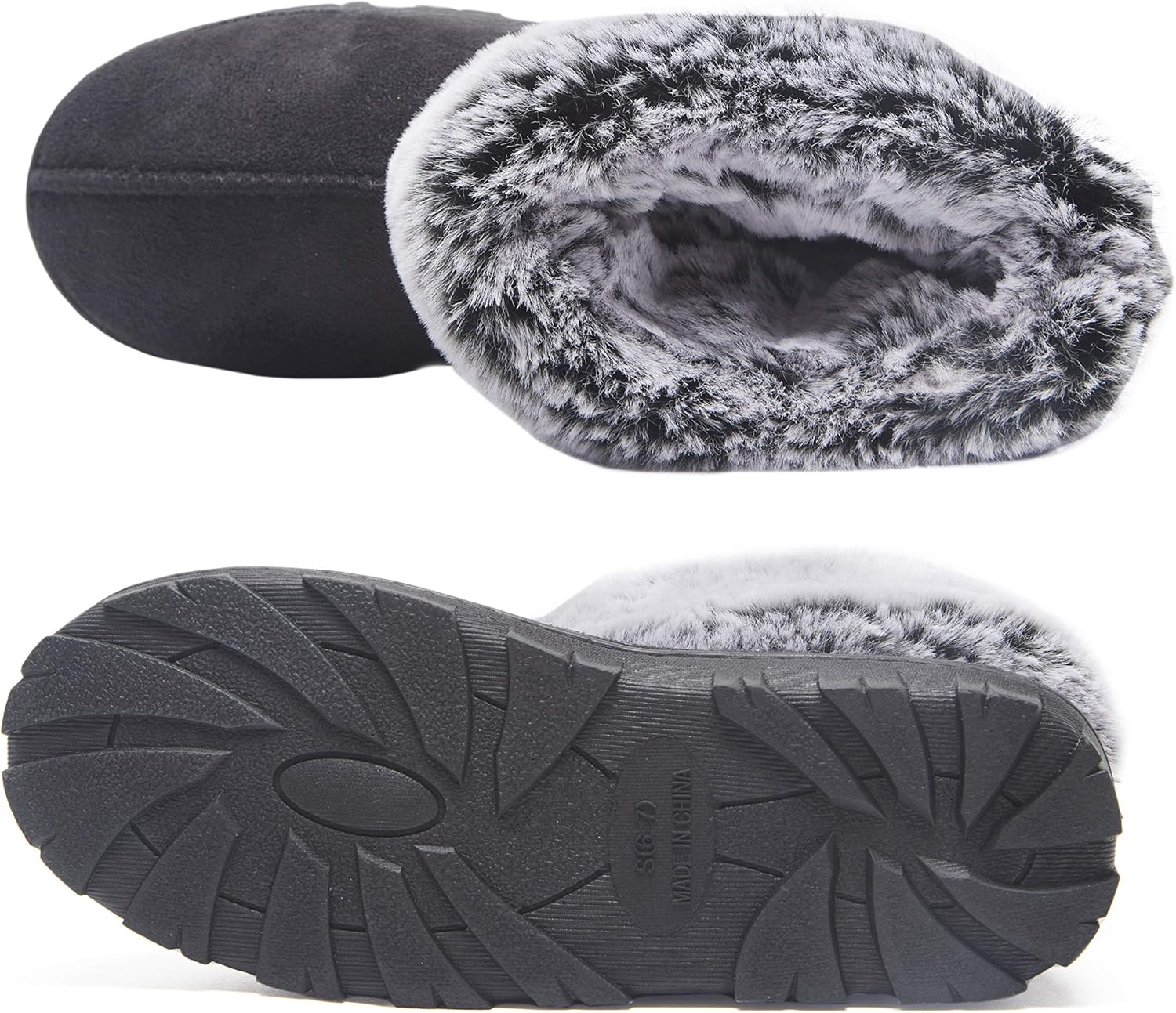 Jessica Simpson Women's and Girls Microsuede Super Soft Bootie Slippers with Indoor Outdoor Sole- Mommy & Me Set Options - Image 6