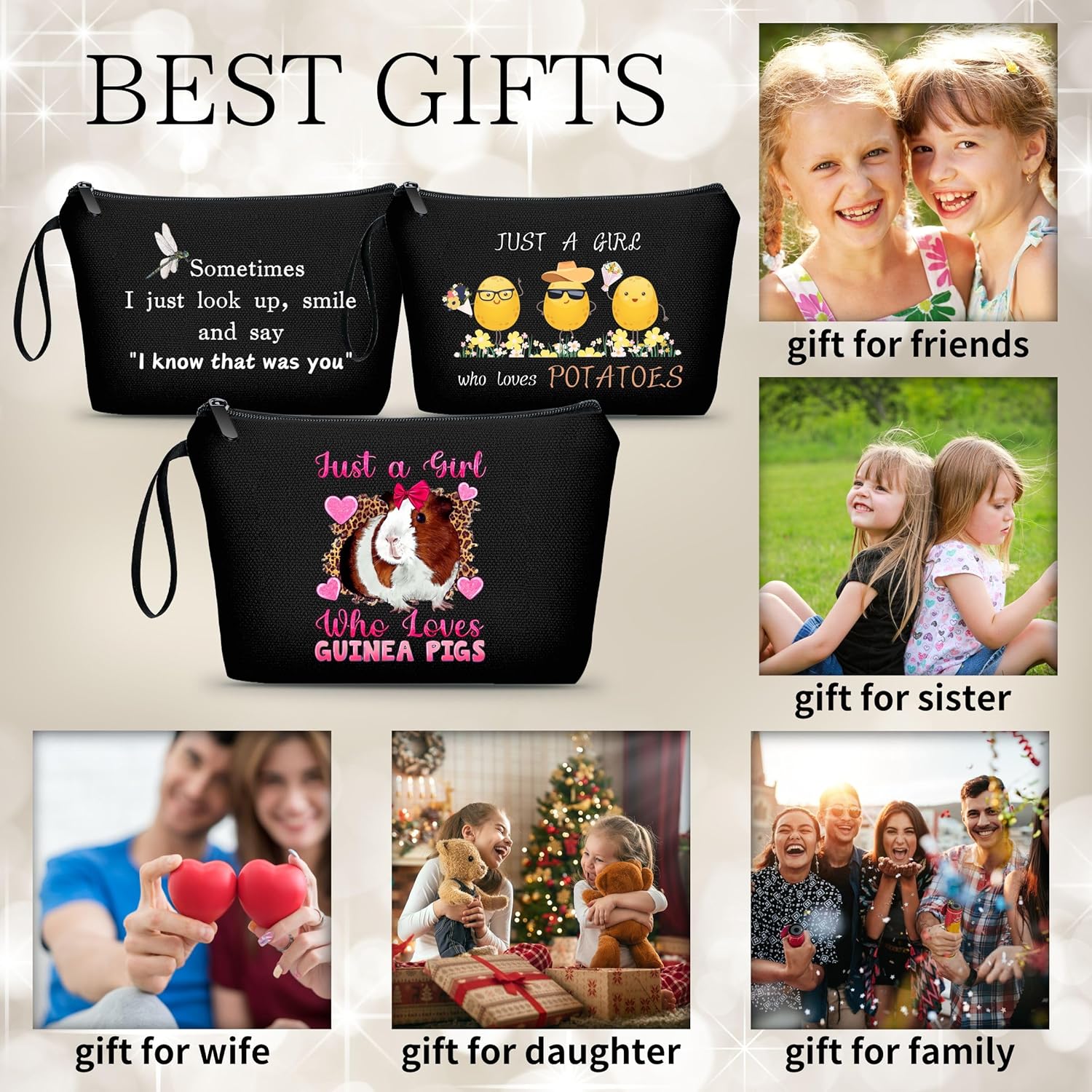 Guinea Pig Accessories Travel Cosmetic Bags Birthday Girly Gifts for Women Teen Girls Sister Women Friendship - Image 3
