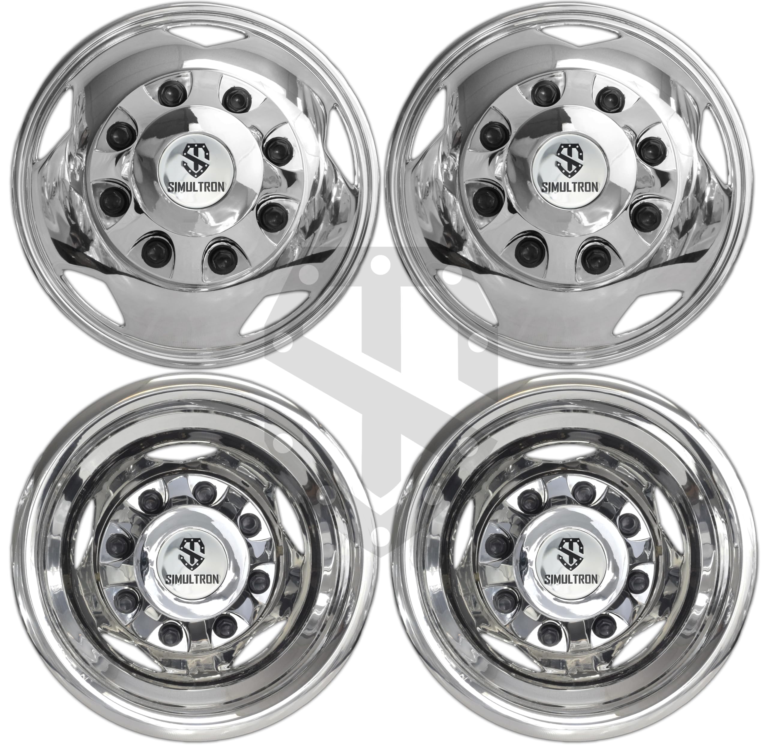 Simultron CS-18N1 17” Stainless Steel and (ABS+PC) Plastic Dually Wheel Simulator Set for 2011-Current GM/Chevy 3500HD