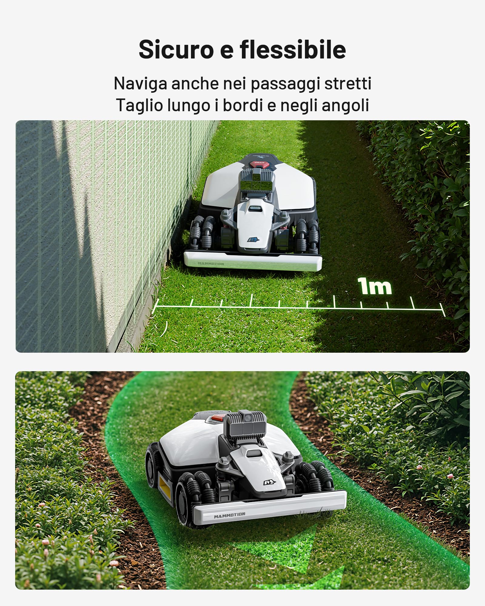 MAMMOTION LUBA mini AWD LiDAR 1500 Robot Tagliaerba con Garage mini, Senza Filo Perimetrale, Senza Antenna RTK, 3D LiDAR + Vision, Mappatura Automatica, Modulo 4G, Fino all'80%, 3 Anni di 4G Gratis