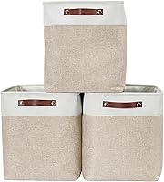 Vista 25 de DECOMOMO Cestas de almacenamiento para estantes, contenedores de almacenamiento de tela, organizadores de armario de lino y almacenamiento