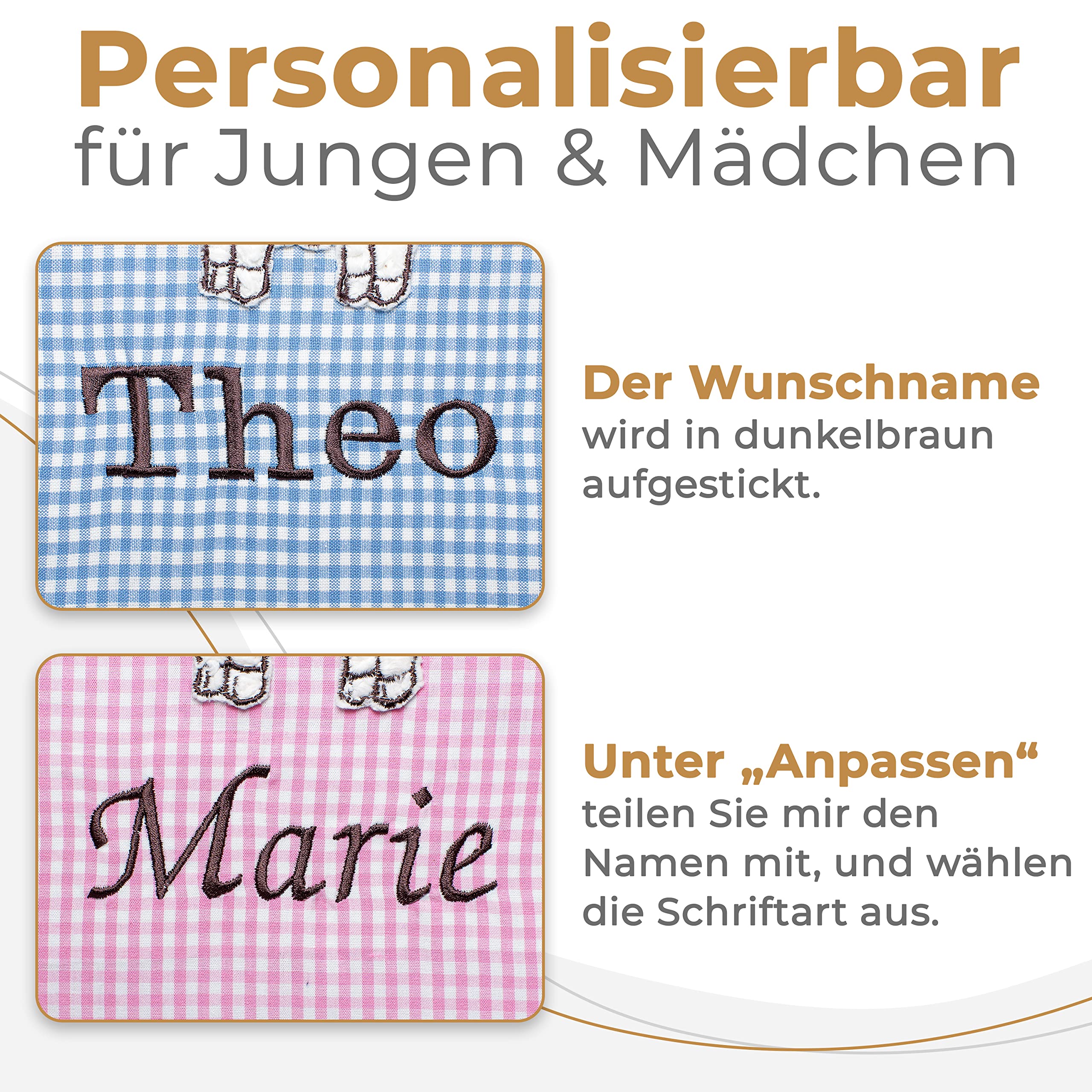 FADENZAUBER Babykissen personalisierbar mit Namen 40x40 cm für Jungs/Mädels | inkl. Glückwunschkarte, Handmade aus Deutschland