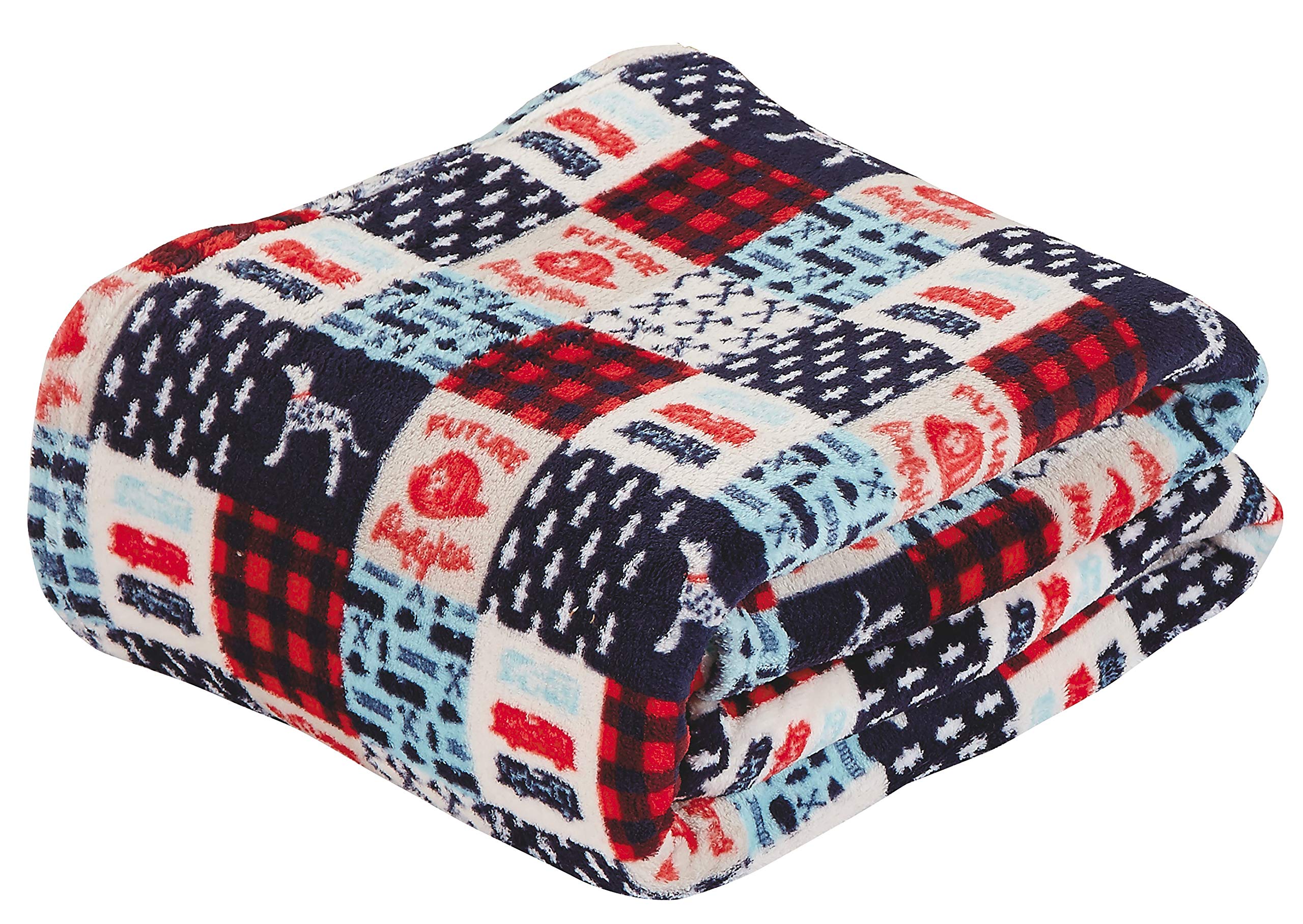 FAITH, HOPE, LOVE HOME DÉCORFAITH, HOPE, LOVE HOME DÉCOR American Pride Collection Microplush Firefighter Blanket (50" x 60") - Fire Fighter Patchwork - Fire Truck Blanket for Boy, Girl or Adults