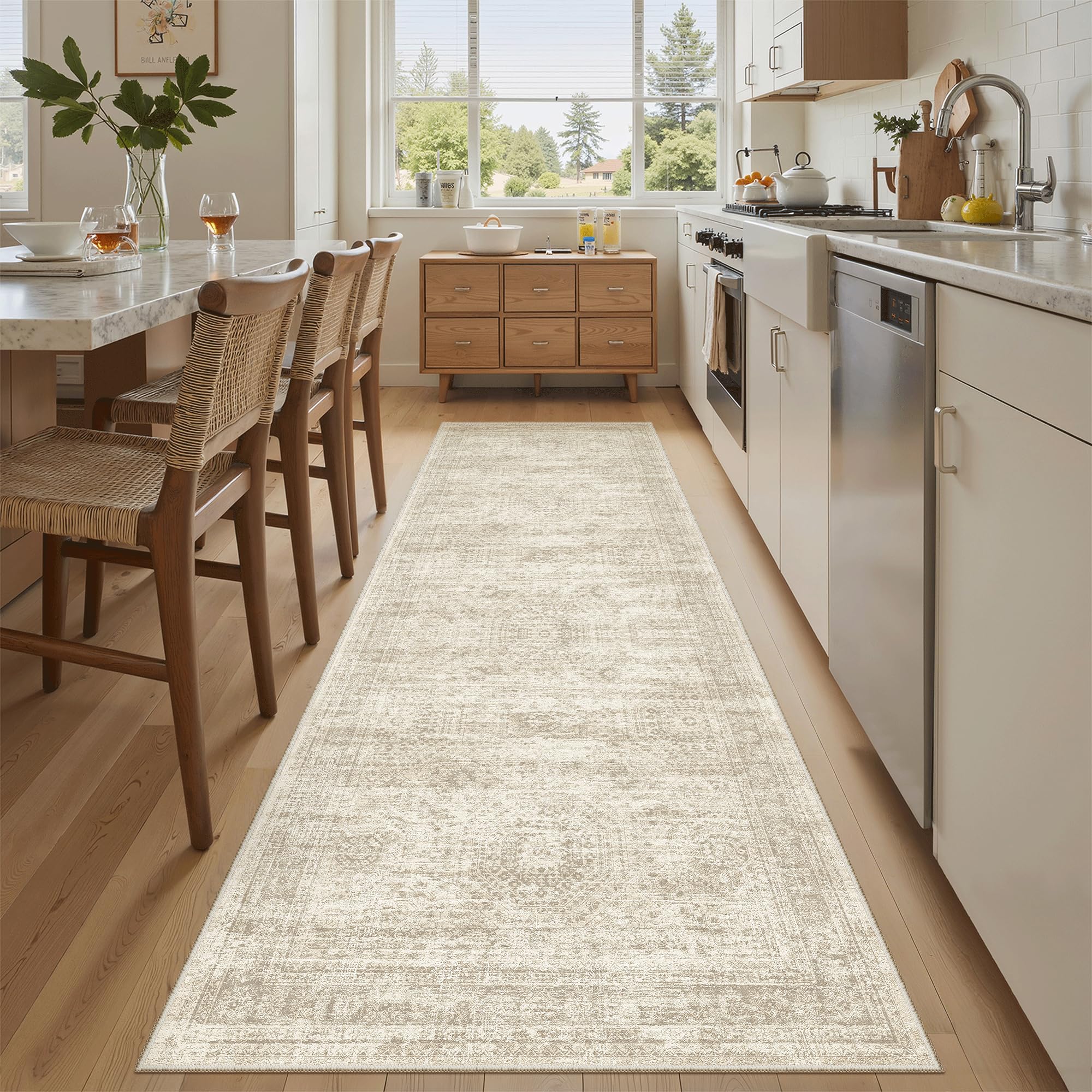 Photo 1 of Soalmost Washable Runner Rug 2'6"x8' Kitchen Hallway Runners Beige