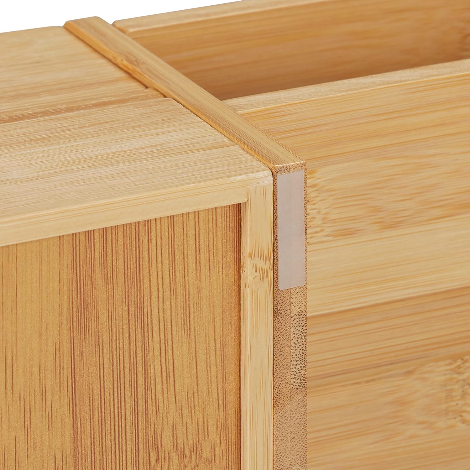 Relaxdays, 5 Compartments, Screen Raiser Desk, HWD: 16 x 57.5 x 25 cm, Work Base, Natural Bamboo Monitor Stand