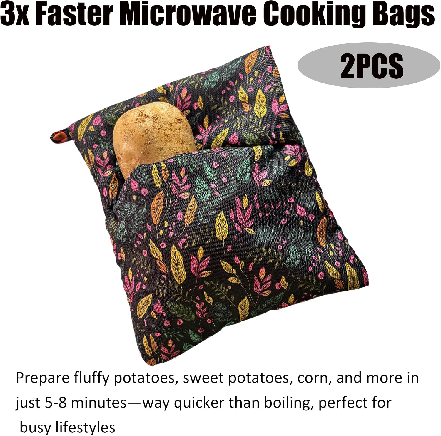 2PCS Microwave Potato Baking Bags/Reusable Baked Potato Pouch, 8.66 x 10.23 inch image 4