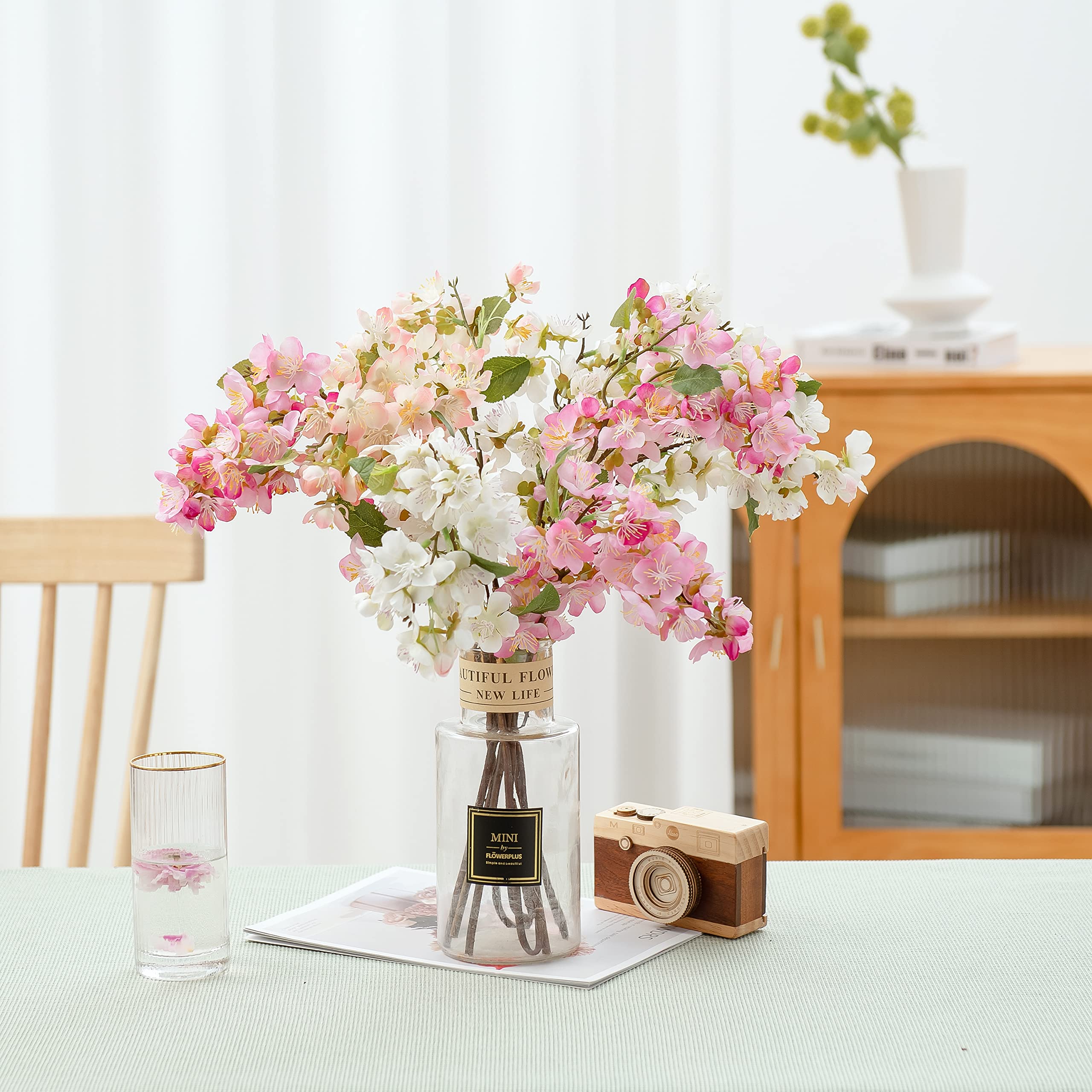 Anna & Alyssa Artificial Silk Cherry Blossom Branches 21’’ Tall, 6 pcs. (2 White, 2 Blush, 2 Pink)