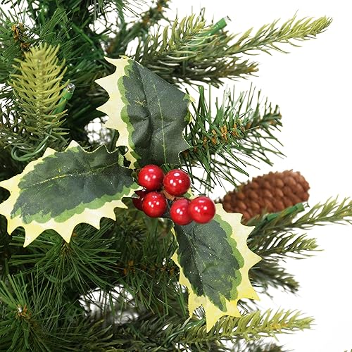 Vista 46 de Puleo International Árbol de Navidad artificial preiluminado de 2 pies con 35 luces en maceta de metal, color verde