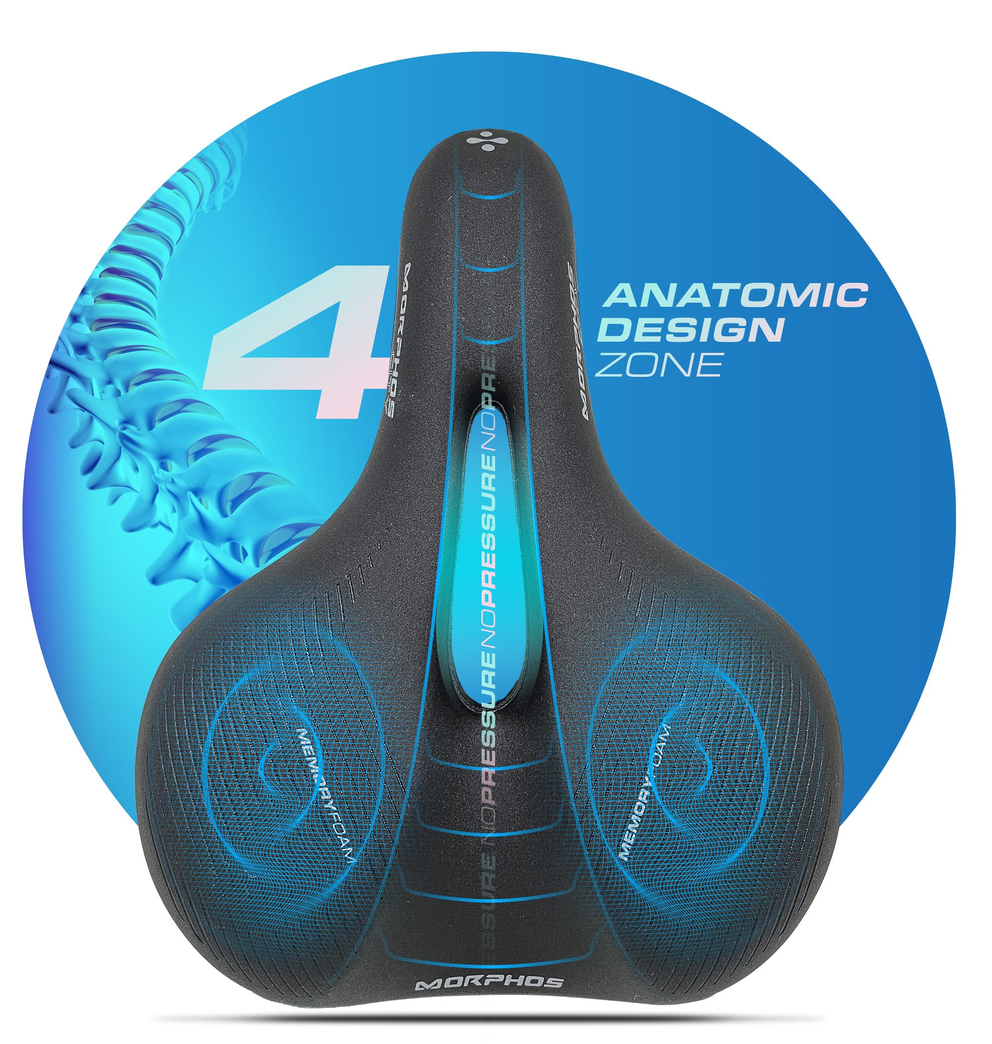 Sella per Bici City & Trekking Unisex – Memory Foam X2 Multy Layer, Ultra Shock Suspension Plus, 4 Zone Anatomic Design, Waterproof – Comfort Ergonomico e Morbidezza per Ogni Percorso