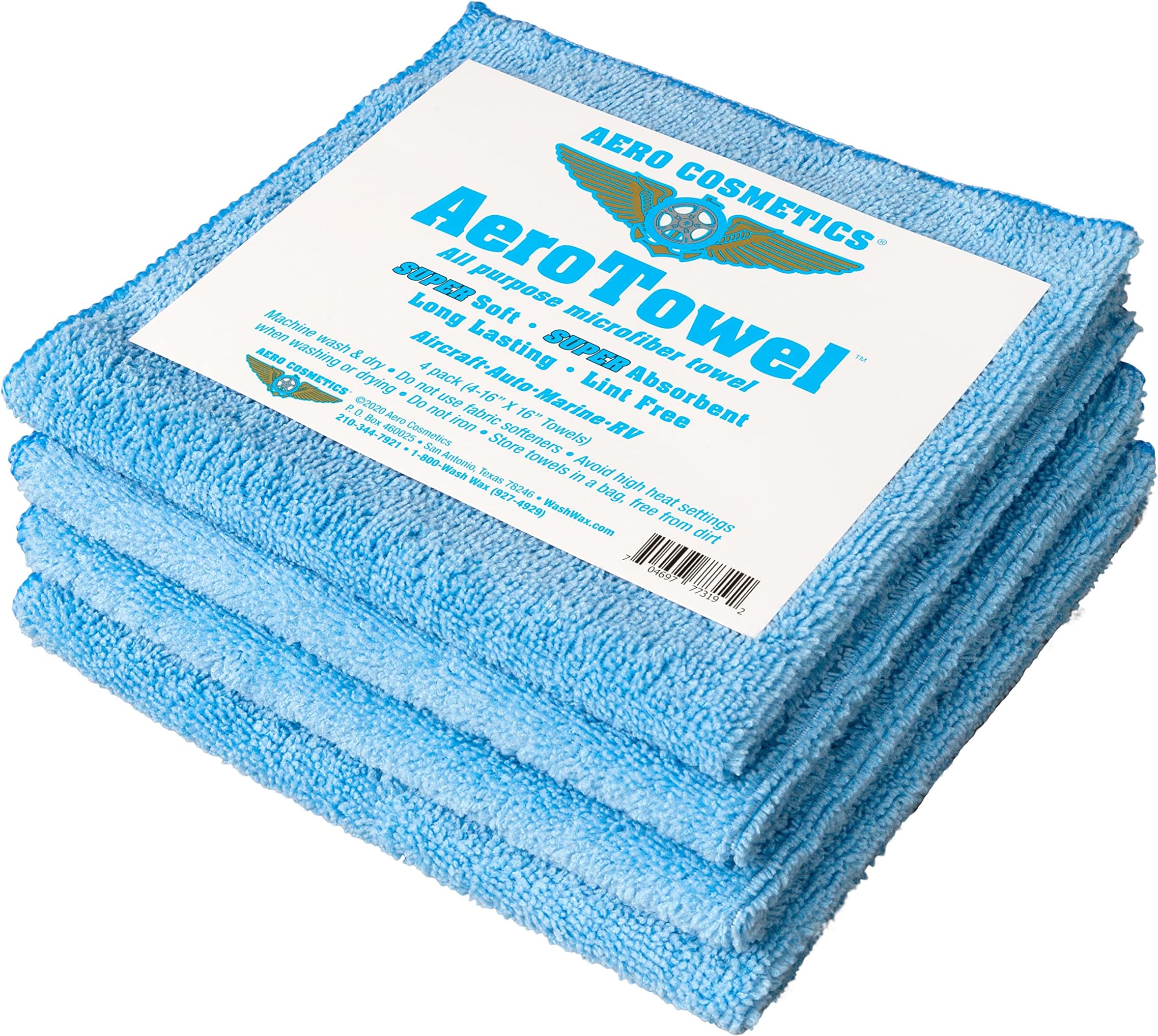 All-Purpose Microfiber Cleaning Towels (4-Pack) Cleaning Cloth for Wet or Waterless Wash - Highly Absorbent, Lint-Free, Car, RV, Motorcycle, Kitchens, Bathrooms