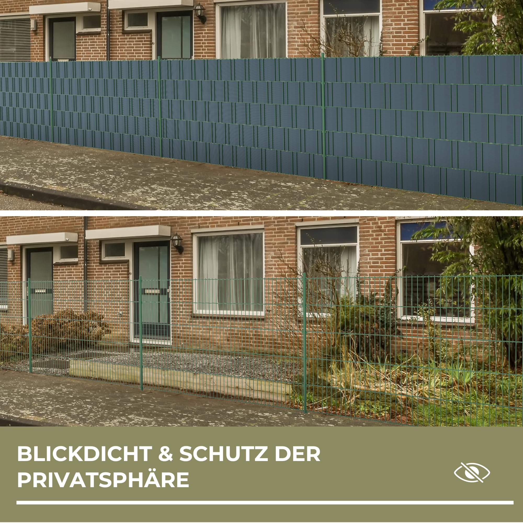Sichtschutzstreifen Zaun 35 m x 19 cm inkl.20 Clips, PVC Sichtschutz Zaunfolie Sichtschutzstreifen Doppelstabmatten für Gartenzaun (35 m x 19 cm, Anthrazit)