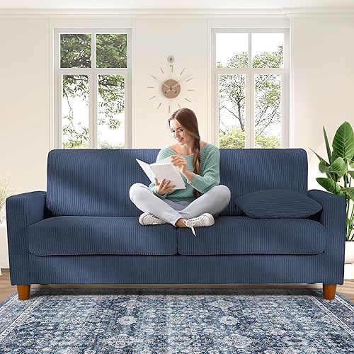 Miniatura 22 de Kidirect Sofá de Pana de 70 Pulgadas, Sofá Montaje Sin Herramientas, Sofás Cómodos para Sala de Estar Asientos Más Profundos de 21 Pulgadas, Sofás