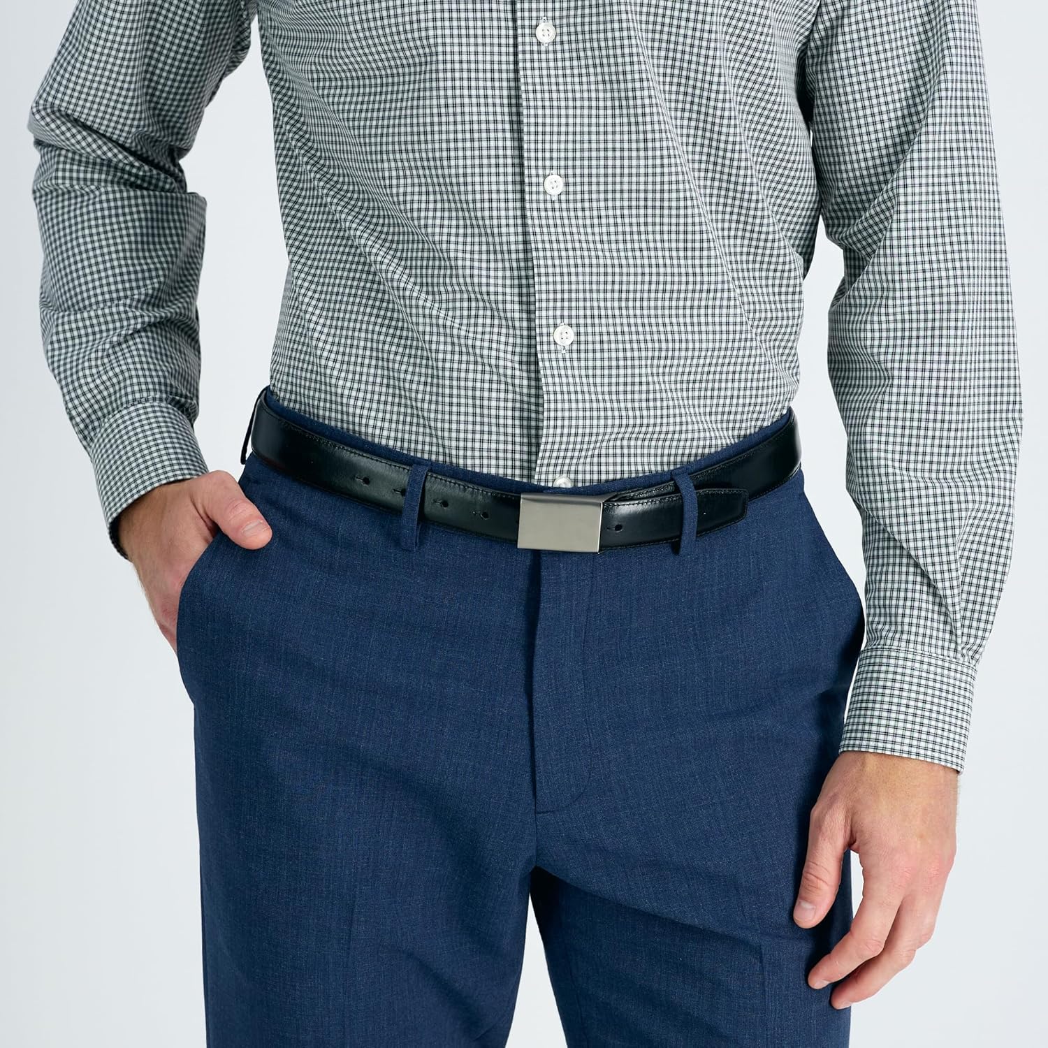 Haggar mens Sleek Plaque Buckle Dress Belt - Image 4