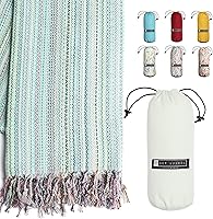 Vista 43 de BAY LAUREL Turkish Beach Towel with Travel Bag 39 x 71 Quick Dry Sand Free Lightweight Large Oversized Towels Light - (Aqua with Blue Floral Bag)