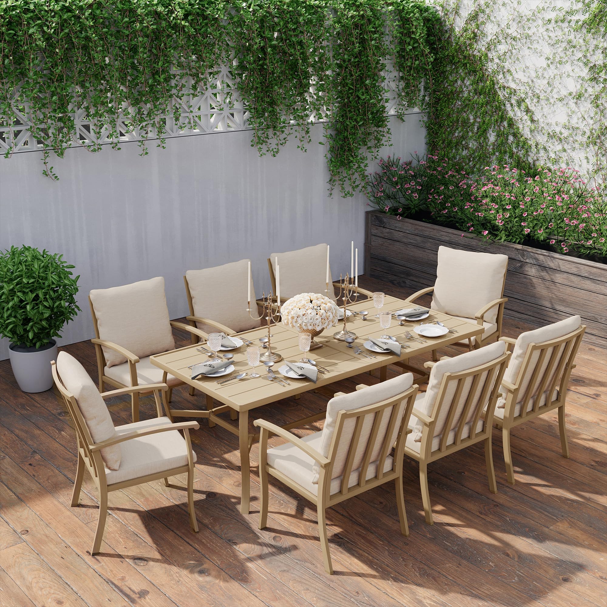 HAPPATIO Aluminum 9-Piece Patio Dining Set