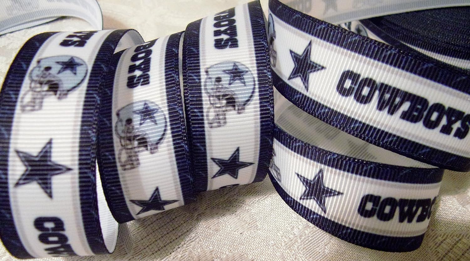 Grosgrain RibbonCOWBOYS INSPIRED SPIRIT PRINT #3 - 7/8" Wide - 5 Yards - Hair Bows & Crafts