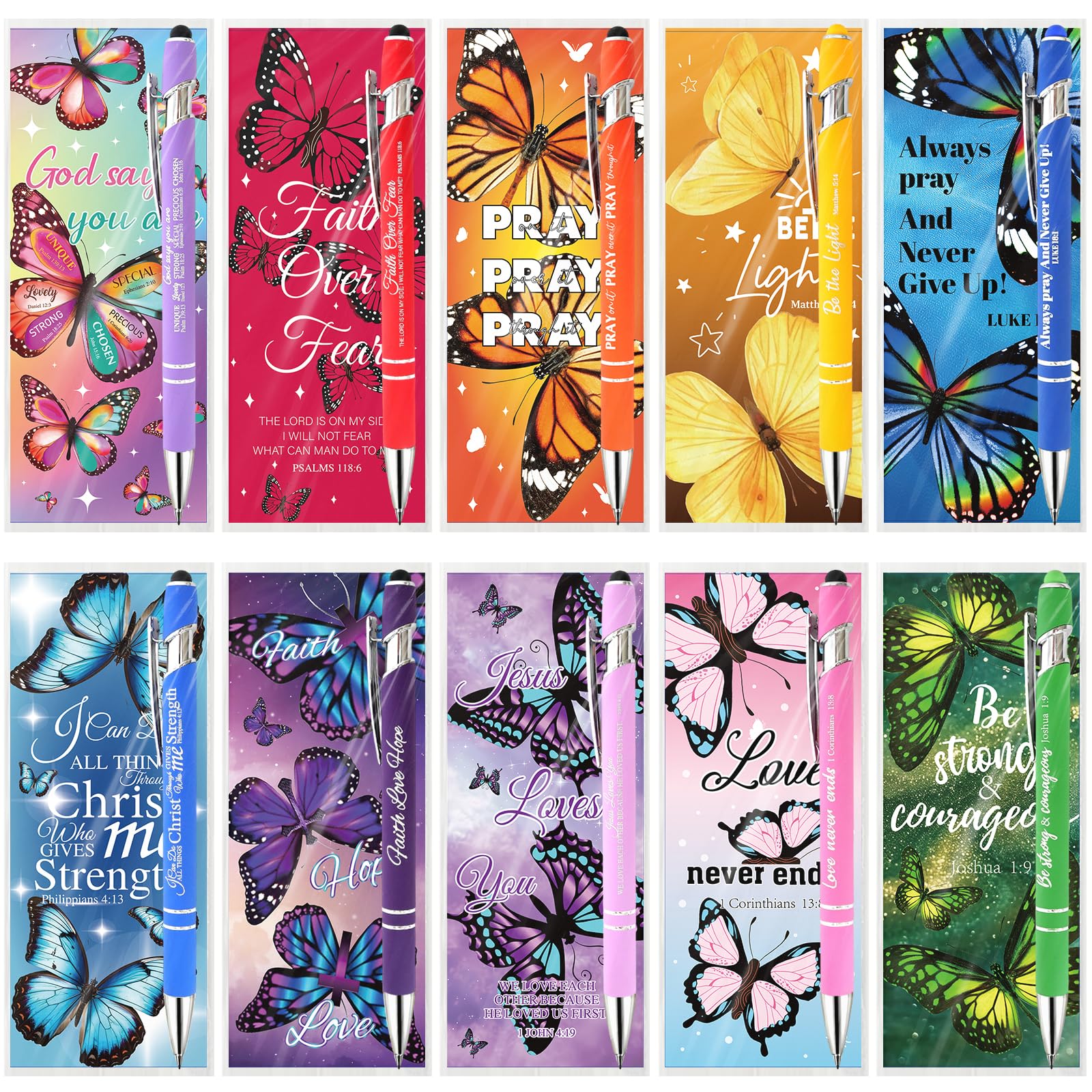 30 Sets Christian Bible Verse Pens Gifts Bulk Pens with Butterfly Bookmarks Religious Favors Prayers Christian Women Gifts Bulk Church Items Scripture