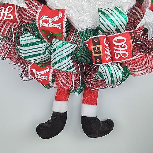 Miniatura 2 de Santa Claus Wreath  Christmas Mesh Outdoor Front Door Wreath White Red Lime Green Black