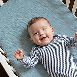 Muslin Bassinet Fitted Sheets, 2 Pack for Baby Boy and Girl, Soft Breathable Baby Pad/Mattress Sheet, Fit for Hourglass Oval and Rectangle Bassinet Mattress (Blue Whale)