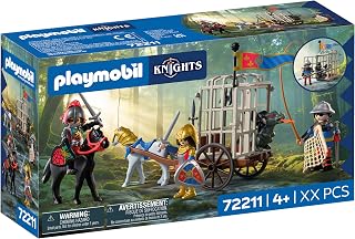 PLAYMOBIL | Knights | Drachenentführung | Kutsche mit Käfig, Drachenkind, Rittern, Pferden & Waffen‑Set | Für Kinder ab 4 Jahren | 72211