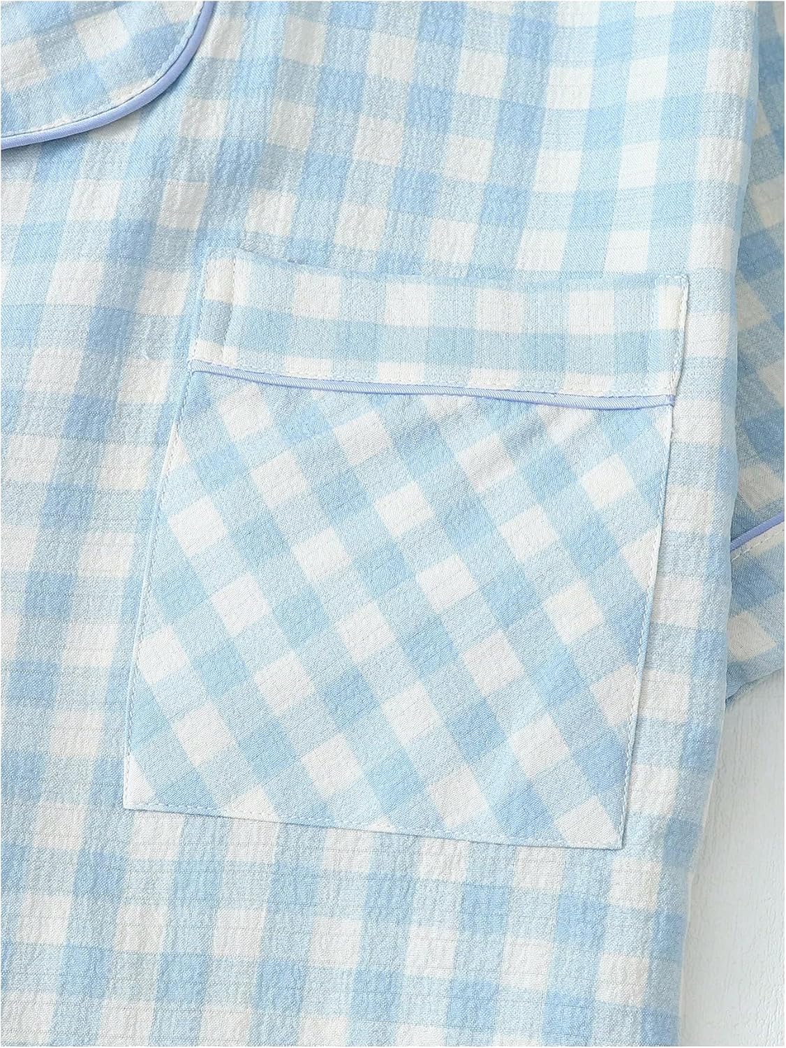 Verdusa Women's Plaid 2 Piece Cute Pajama Sets Short Sleeve Button Down Shirts with Shorts Loungewear - Image 4