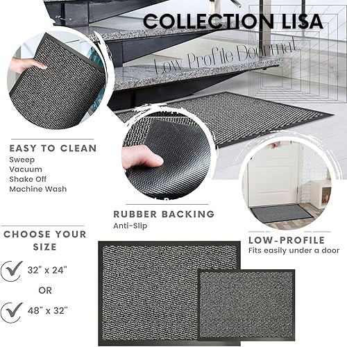 Miniatura 5 de Evideco French Home Goods Felpudo interior grande Lisa 48 L x 32 W Pulgada PP-PVC - Gris