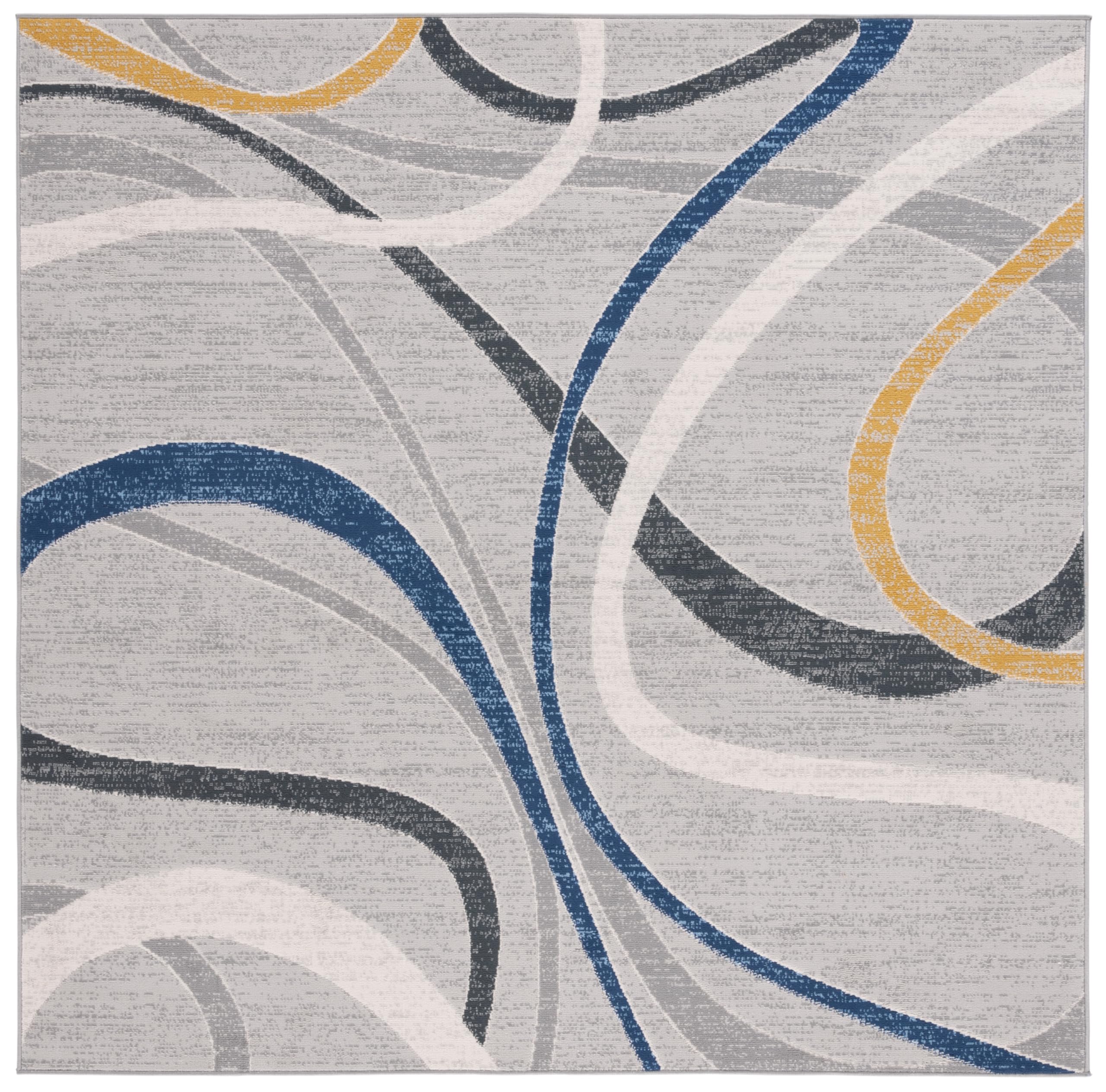 SAFAVIEH Odyssey Collection Area Rug - 6'7" Square, Grey & Blue Gold, Modern Abstract Design, Non-Shedding & Easy Care, Ideal for High Traffic Areas
