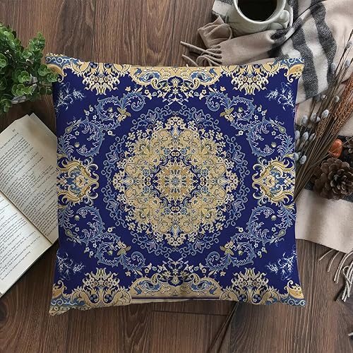 Miniatura 5 de Juego de 2 fundas de almohada de 18 x 18 pulgadas, diseño étnico bohemio con cremallera, decoración del hogar para sala de estar, dormitorio, cama,