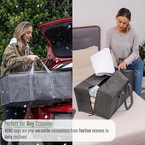 Miniatura 2 de VENO Paquete de 10 bolsas para mudanza y contenedores grandes de almacenamiento con tapas, embalaje esencial de suministros universitarios,