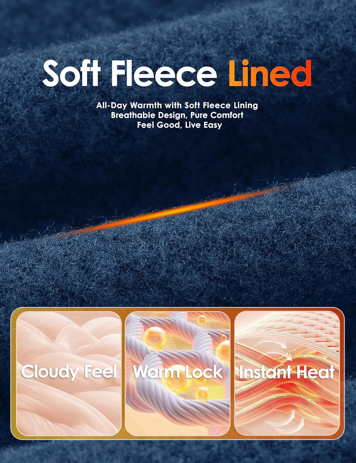 Boladeci Men's Quarter Zip Pullover Premium Fleece Lined Heather Long Sleeve Golf Shirts Midweight 1/4 Half Zip Sweatshirts - Image 3