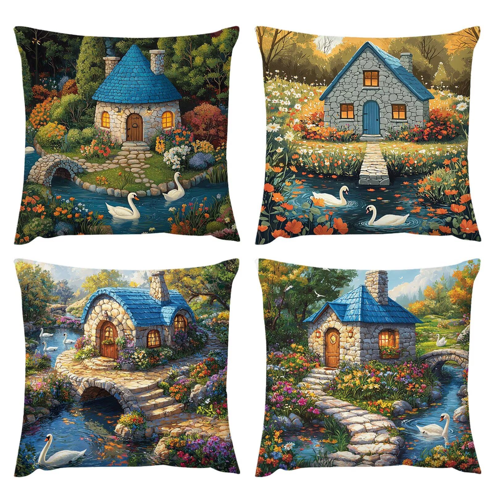 Housses de coussin imperméables 35x35 cm résistantes à l'eau pour canapé extérieur