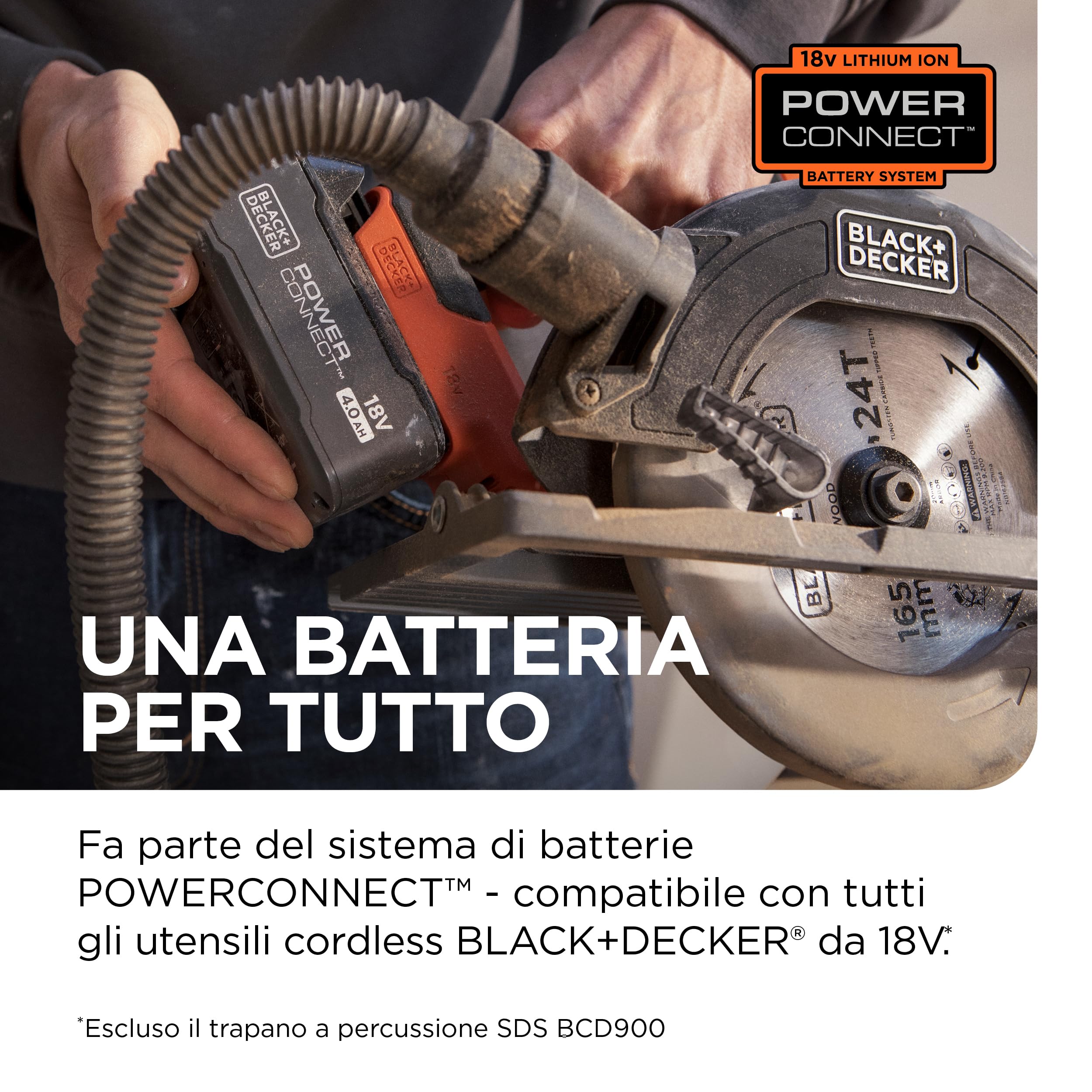 BLACK+DECKER Sega circolare a batteria senza spazzole, solo utensile - senza batteria, sega circolare elettrica con lama da 165 mm, binario di guida e guida parallela, BLCCS78NAZ-XJ