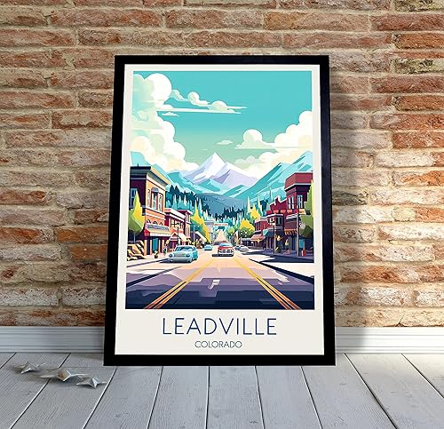 Leadville Art, póster de viaje de Leadville, impresión de Leadville, pintura de Leadville, pintura de paisaje urbano, decoración del hogar, arte de