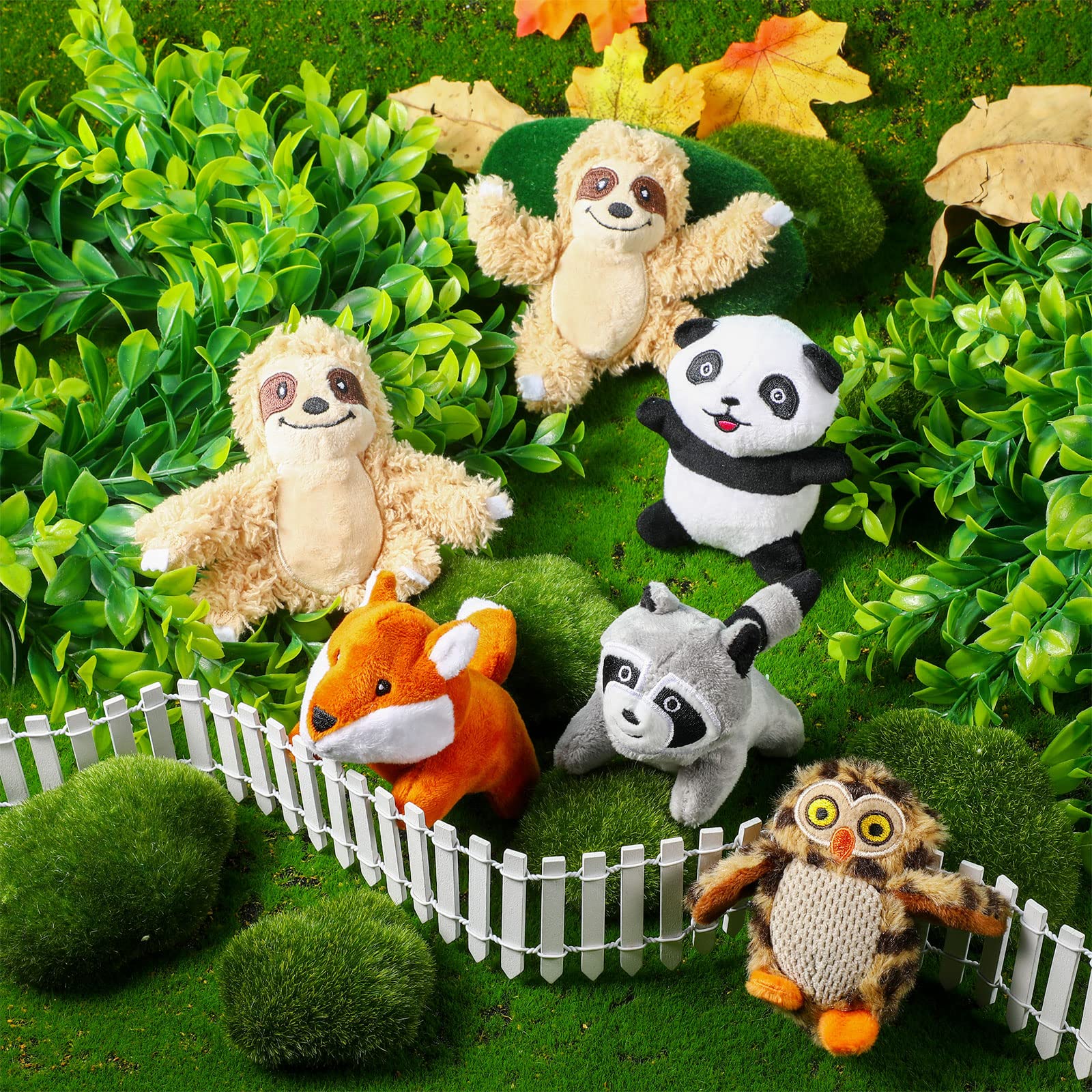 Lot de 7 jouets couineurs pour chien - Jouet à mâcher en peluche - Amis de la forêt - Couineurs pour chiens de petite et moyenne taille - Mignon, taille S