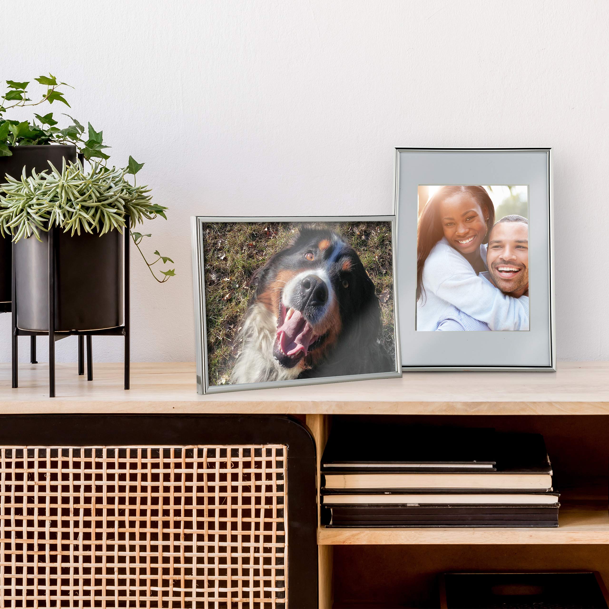 Relaxdays Bilderrahmen 2er Set, Din A4, Passepartout 15x20 cm, Fotorahmen zum Stellen oder Hinhängen, versch. Farben