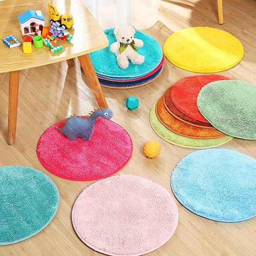 Miniatura 5 de 20 tapetes para niños de 18 pulgadas, redondos, coloridos círculos, suaves y cálidos, cojines de arco iris para escuela, familia, guardería,