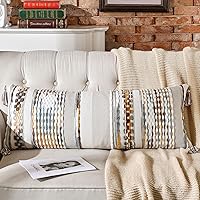 Vista 35 de AmHoo - Fundas de almohada de 18 x 18 pulgadas con borlas, fundas de almohada decorativas tejidas con textura de chenilla estilo boho para sofá