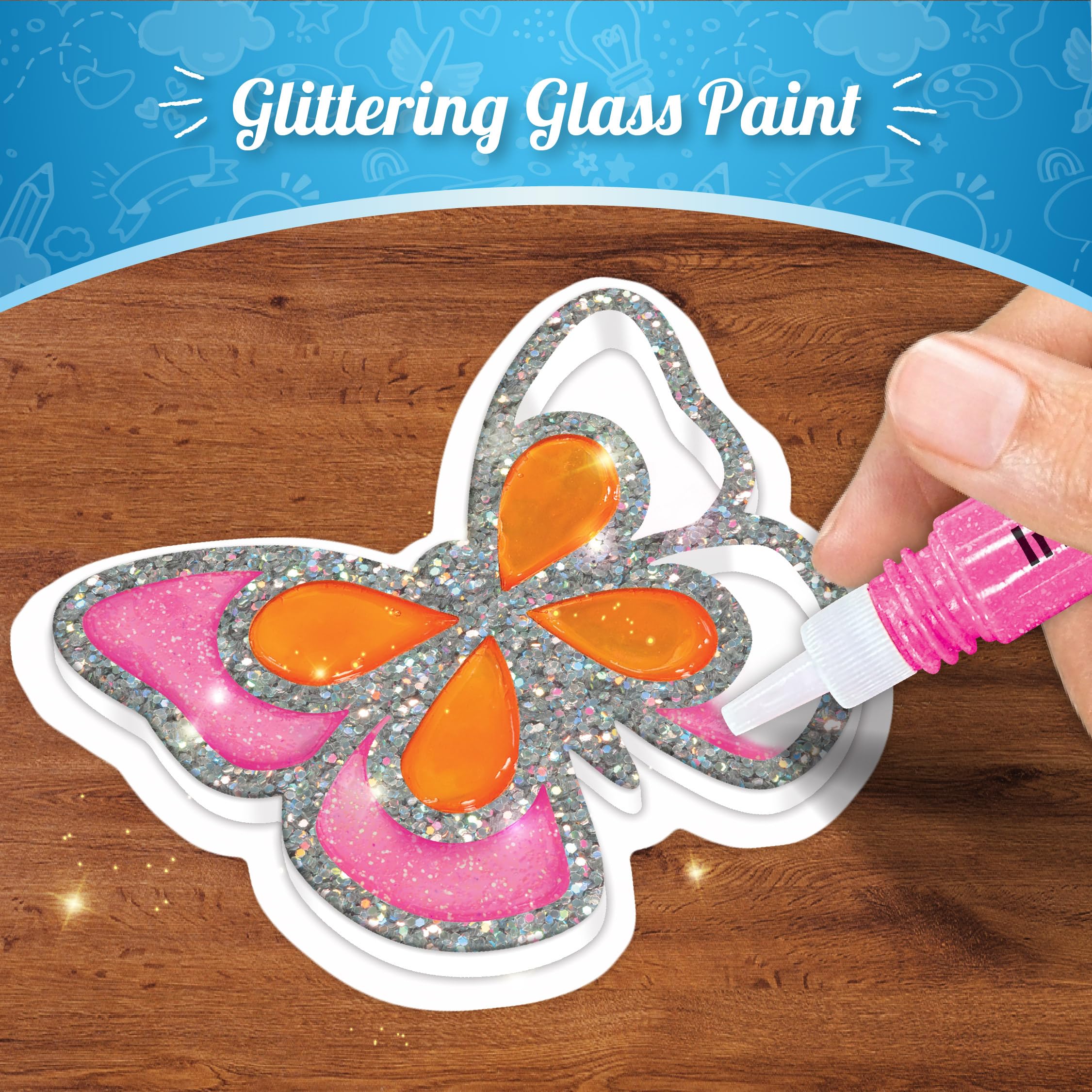 Imagimake DIY Jelly Stickers – Flowers & Butterflies | 3D Gel Stickers Craft Kit for Kids | Window, Bottle & Mug Decoration | Non-Toxic Glass Paints | Age 3+ 2