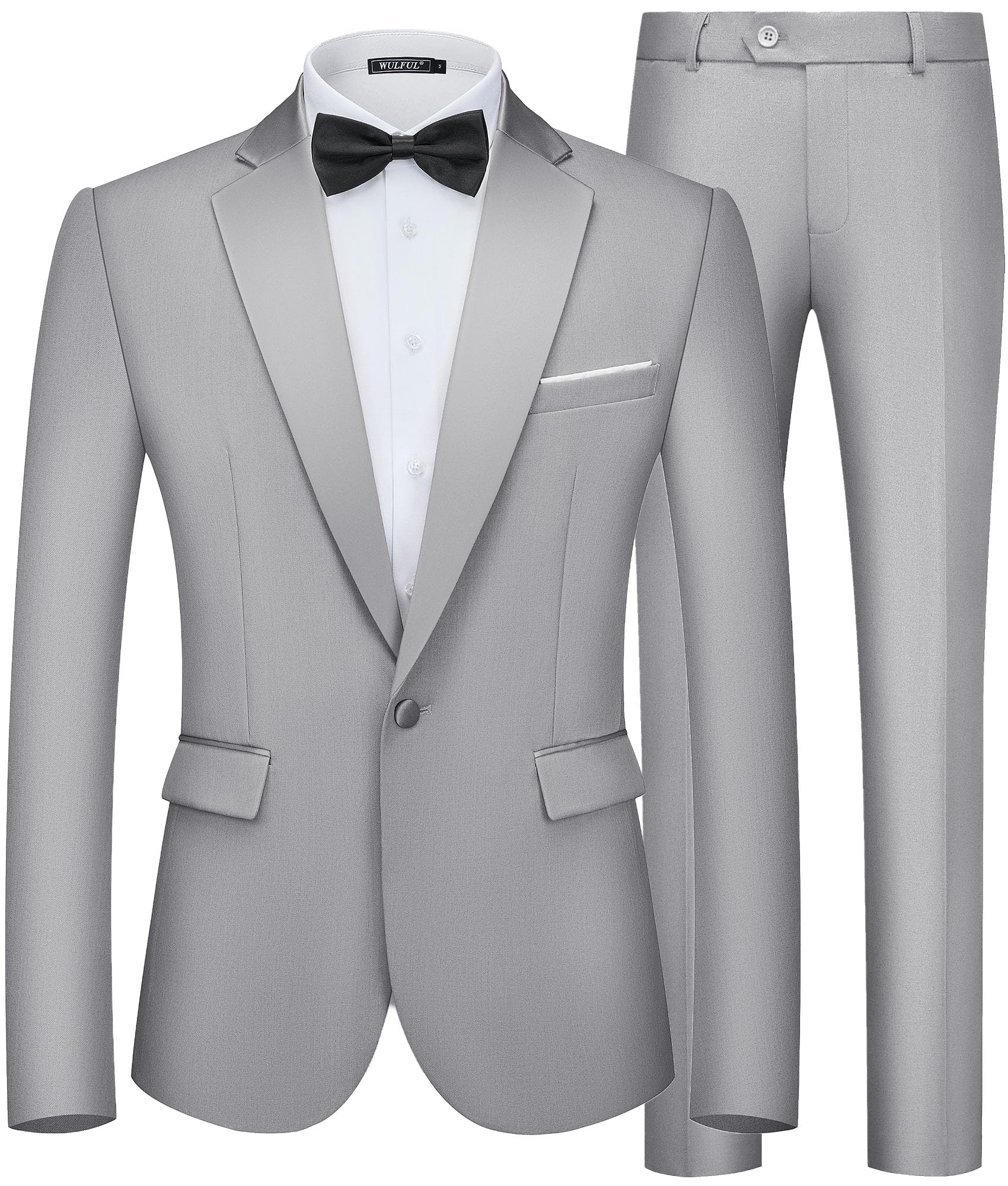 wulful Mens 2 Piece Suit Set Slim Fit One Button Blazer Jacket Pants Tuxedo Set for Prom Wedding Business-picture-15
