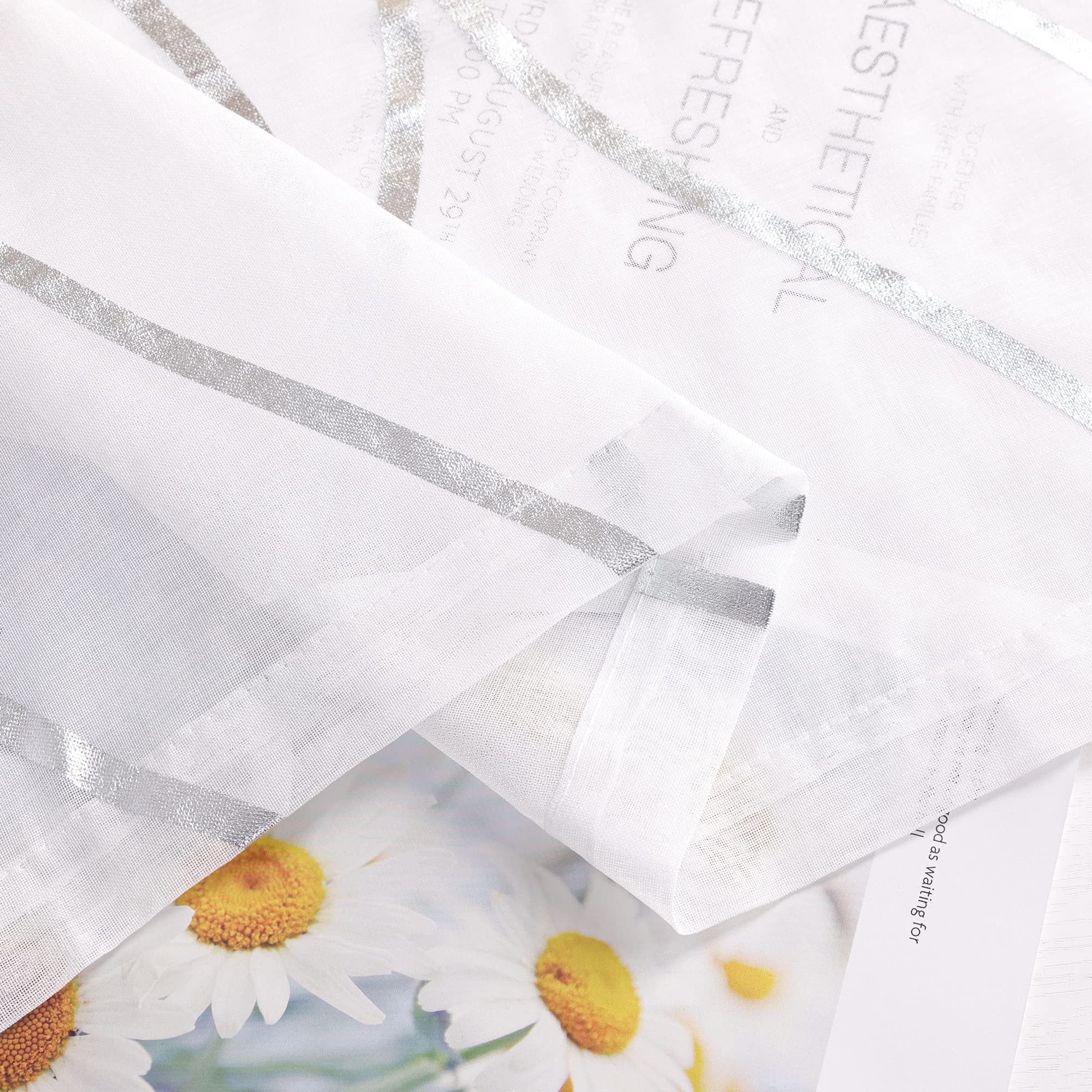 ESLIR Schiebegardinen Set 2er Flächenvorhänge Voile Gardinen mit Schlaufen Schiebevorhang Transparent Schlaufenschal Modern mit Wellen Muster Silber #1 BxH 57x225cm 2 Stück