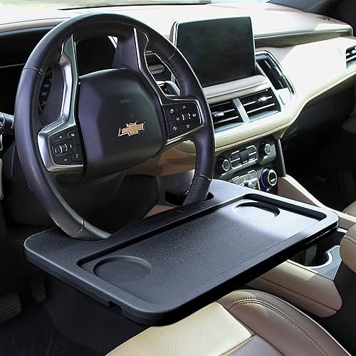 Vista 8 de Limitless RoadWarrior - Bandeja de comida de coche 2 en 1 de doble cara y escritorio para volante, para laptops, tabletas, escritura y comedor Negro