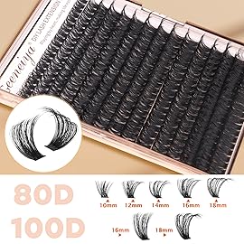 Geeneiya Volume Lash Clusters Kit DIY Lash Extension Kit D Eyelash Extensions with Lash Bond and Seal Tweezers,10-14mm Eye Corner Eyelashes and 16-18MM Cluster Lashes 300Pcs