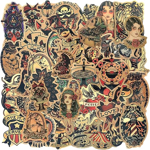 Calcomanías vintage, paquete de 50 calcomanías de vinilo impermeables para botellas de agua, portátiles, autos, patinetas, decoración de cuevas para