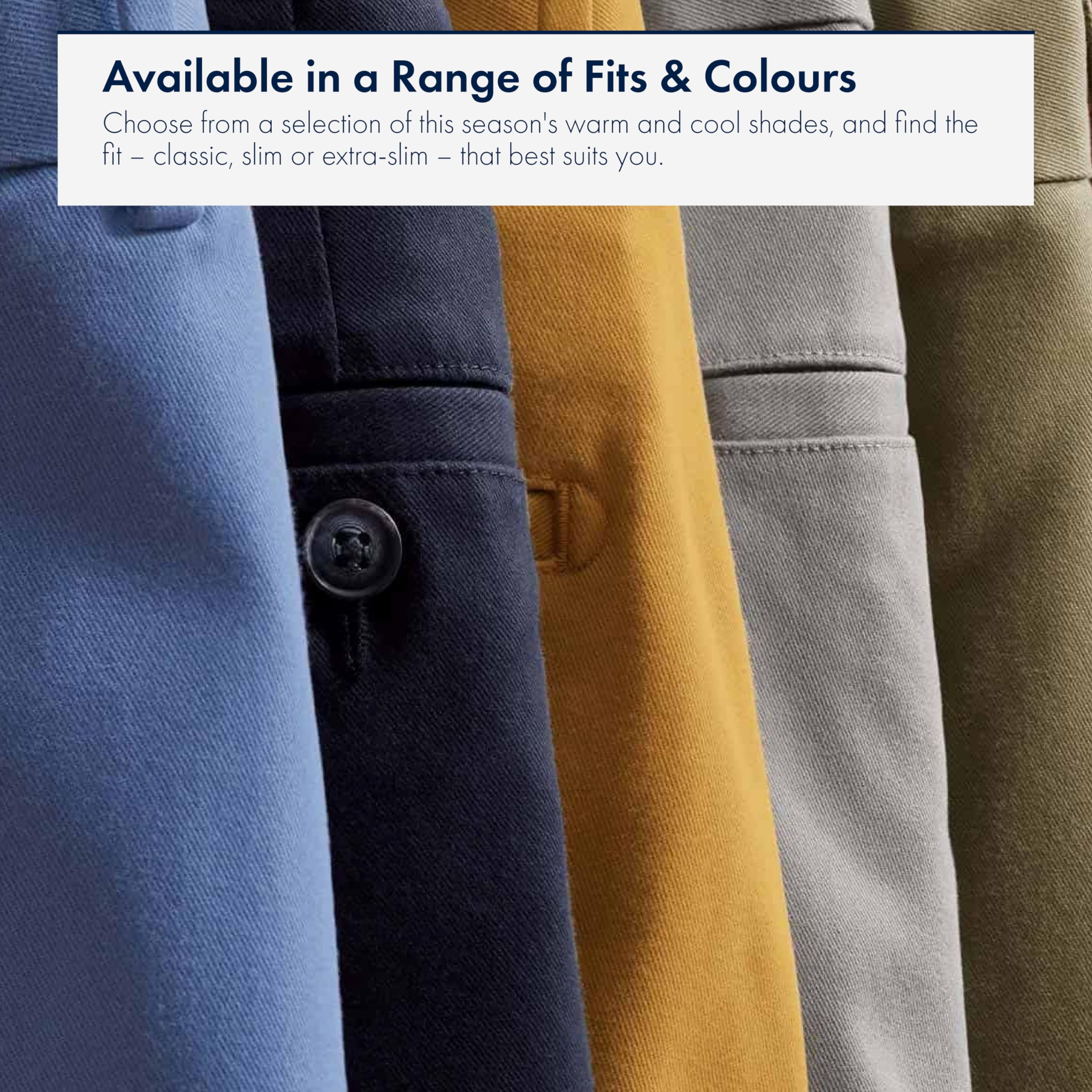 Charles Tyrwhitt Men's Chino Trousers - Ultimate Non-Iron Stretch Chinos for Men - Slim Fit - Smart Casual Cotton Chinos for Work, Travel & Everyday Wear