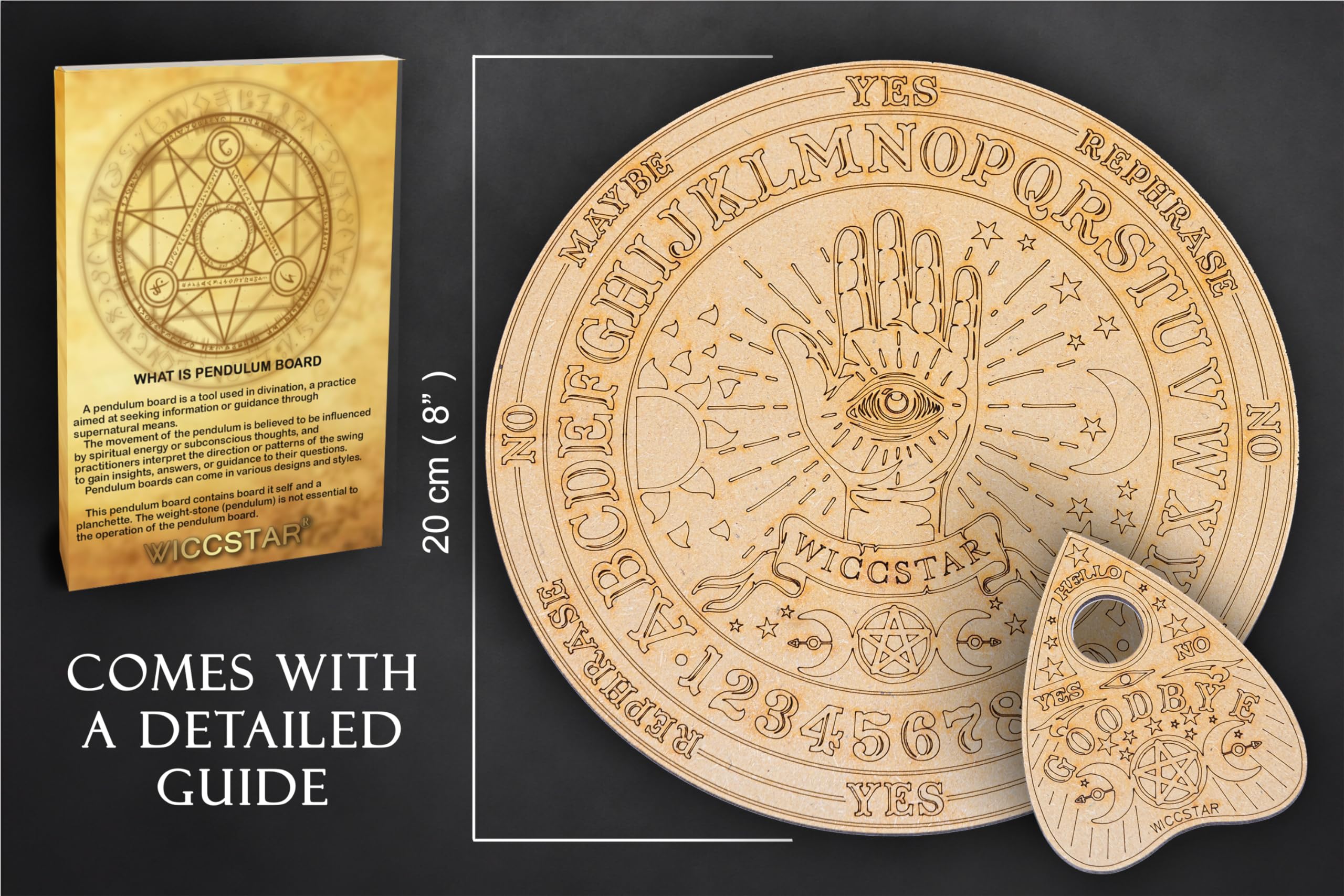 Kit Planche Ouija Et Porte-Cartes Tarot En Bois - Divination, Sorcellerie, Communication Spirituelle (30x20 Cm)