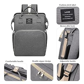 ANWTOTU Baby Diaper Bag Diaper Bag with Changing Station,Diaper Bag Backpack,Large Capacity,900d Excellent Oxford(Ungrade Grey