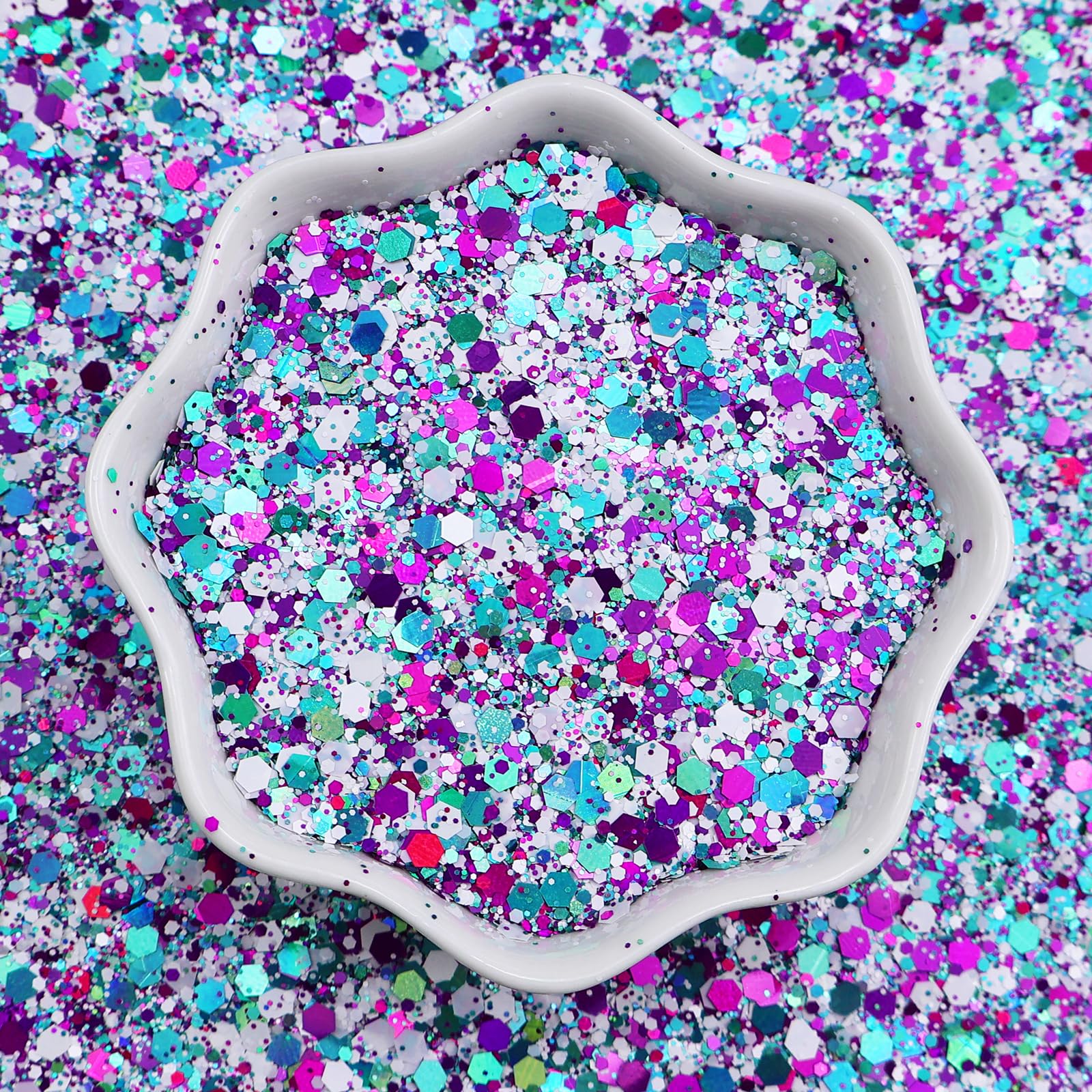 Christmas Chunky Glitter Epoxy Resin Flake Sequin Glitter for Crafts Resin Tumbler Keychain Jewelry Making, Sparkle and Shine with Chunky Glitters for DIY Art,Jewelry Making (CMC03-50G)